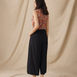 ANA | Black Cotton Wide Leg Trousers