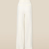 PARUL | Cream Pleat Wide Leg Trousers