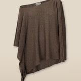 CLIVIA | Metallic Silver Asymmetric Knitted Cape