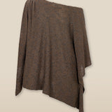 CLIVIA | Metallic Silver Asymmetric Knitted Cape