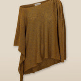 CLIVIA | Metallic Ochre Asymmetric Knitted Cape