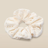Ecru Embroidered Scrunchie