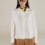 ALINA | Ecru Scallop Detail Silk Shirt