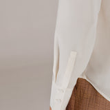 ALINA | Ecru Scallop Detail Silk Shirt