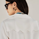 ALINA | Ecru Scallop Detail Silk Shirt