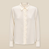 ALINA | Ecru Scallop Detail Silk Shirt