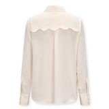 ALINA | Ecru Scallop Detail Silk Shirt