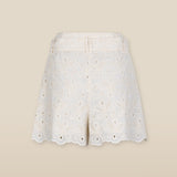 LULU | Ecru Broderie Anglaise Cotton Tie Front Shorts