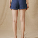 ZURI | Indigo Blue Linen Shorts