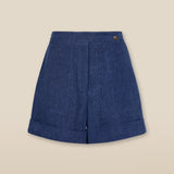 ZURI | Indigo Blue Linen Shorts