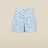 AARYA | Pale Denim Blue Paisley Cotton Shorts