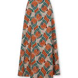 AYLA | Falda acampanada de algodón con estampado en terracota y verde azulado