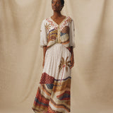 VEDHA | Ecru Multi Palm Printed Skirt