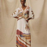 VEDHA | Ecru Multi Palm Printed Skirt