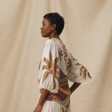 VEDHA | Ecru Multi Palm Printed Skirt