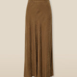 AADHILA | Falda larga con estampado de leopardo en jacquard marrón