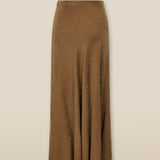 AADHILA | Falda larga con estampado de leopardo en jacquard marrón