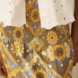 MONISHA | Ochre Yellow Multi Print Cotton Skirt
