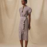 CATALINA | Purple Multi Liberty Floral Print Cotton Midi Skirt