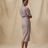 CATALINA | Purple Multi Liberty Floral Print Cotton Midi Skirt