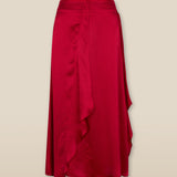 LETIZIA | Crimson Red Asymmetric Silk Skirt