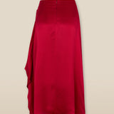 LETIZIA | Crimson Red Asymmetric Silk Skirt