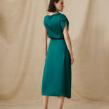 LETIZIA | Emerald Green Asymmetric Silk Skirt