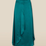 LETIZIA | Emerald Green Asymmetric Silk Skirt