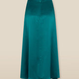 LETIZIA | Emerald Green Asymmetric Silk Skirt