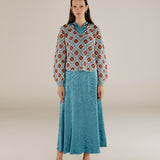 LANA | Teal Multicolour Flower Crochet Cotton Sweater