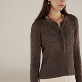 CLIVIA | Taupe Sparkle Button Sweater