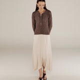 CLIVIA | Taupe Sparkle Button Sweater