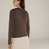 CLIVIA | Taupe Sparkle Button Sweater