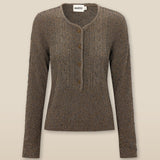 CLIVIA | Taupe Sparkle Button Sweater
