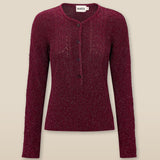 CLIVIA | Strawberry Red Sparkle Button Sweater