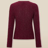 CLIVIA | Strawberry Red Sparkle Button Sweater