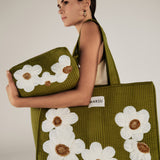 CRISTINA | Green Flower Cotton Makeup Bag