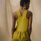 POPEA | Olive Green Wrap Front Cotton Top