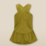 POPEA | Olive Green Wrap Front Cotton Top