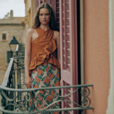 POPEA | Burnt Orange Wrap Front Cotton Top