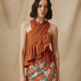 POPEA | Burnt Orange Wrap Front Cotton Top