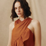 POPEA | Burnt Orange Wrap Front Cotton Top