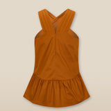 POPEA | Burnt Orange Wrap Front Cotton Top