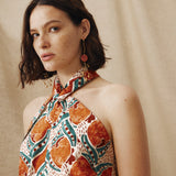 AYLA | Terracotta & Teal Printed Cotton Top