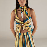 EYRE | Multicoloured Stripe Tie Front Crop Blouse