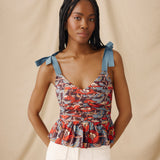 PRIYALA  | Terracotta Multi Floral Cotton Top
