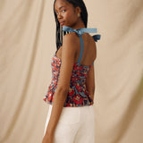 PRIYALA  | Terracotta Multi Floral Cotton Top