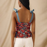 PRIYALA  | Terracotta Multi Floral Cotton Top