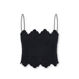 ISHANI | Black Trapunto Embroidered Linen Top