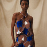 BRUNA | Blue & Burgundy Abstract Printed Top